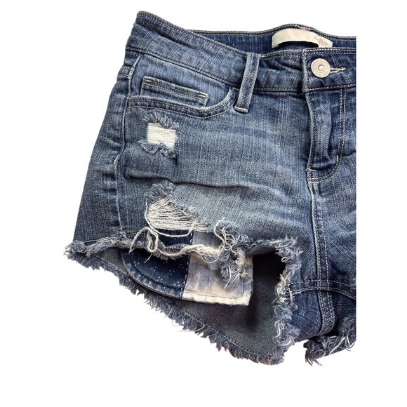 Daytrip Capricorn High Rise Distressed Denim Shorts Size 25 Destroyed Cut Off - Picture 2 of 6